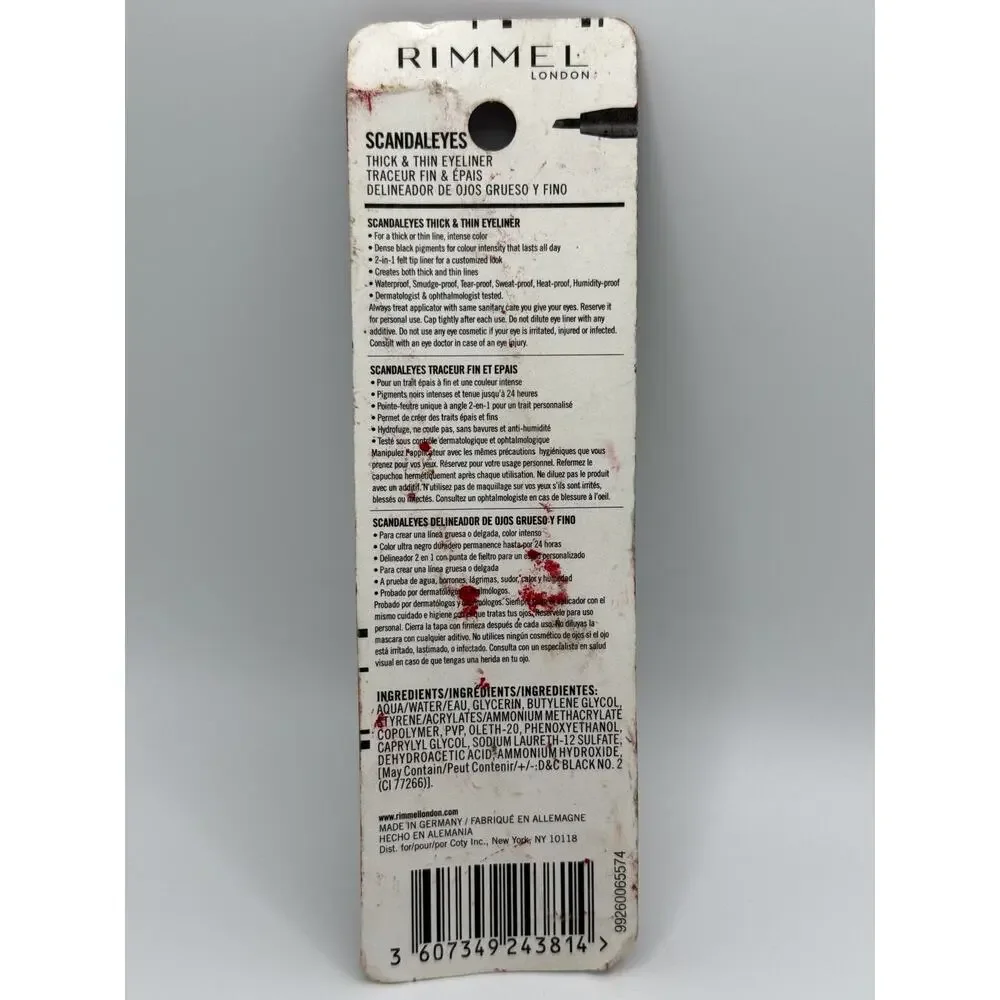 Rimmel London Scandaleyes Thick & Thin Eyeliner Black NWT